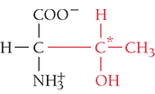 <p>Thr, T</p><ul><li><p>polar- uncharged</p></li><li><p>hydrogen bonding</p></li><li><p>—OH can be phosphorylated</p></li></ul><p></p>