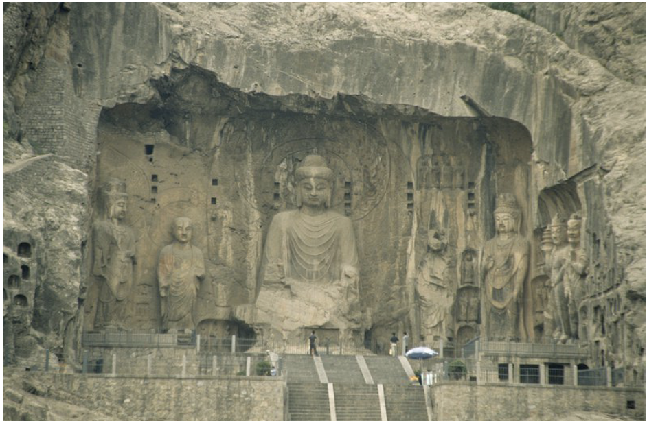 <p><span><span>Longmen Caves, Fengxian Temple; interior, Lokesvararadja</span></span><span><br></span><span><span>Buddha and attendants</span></span></p>