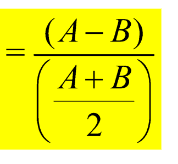 <p>= (Unit of Product A - Unit of Product B) / ((Unit of Product A + Unit of Product B) / 2)</p>