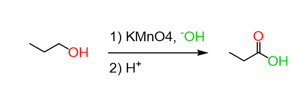 <p>? of primary alcohols with KMnO<sub>4</sub></p>