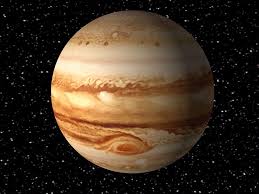 <p>The biggest planet, with a thick atmosphere of hydrogen and helium and giant storms.</p>