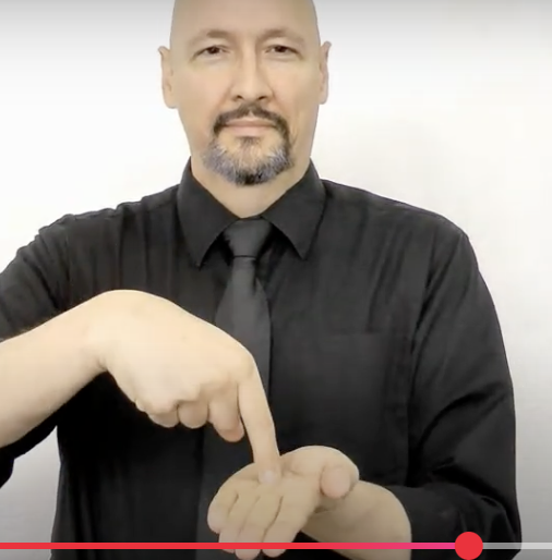 <p>Tap your right hand with your left index finger twice</p>