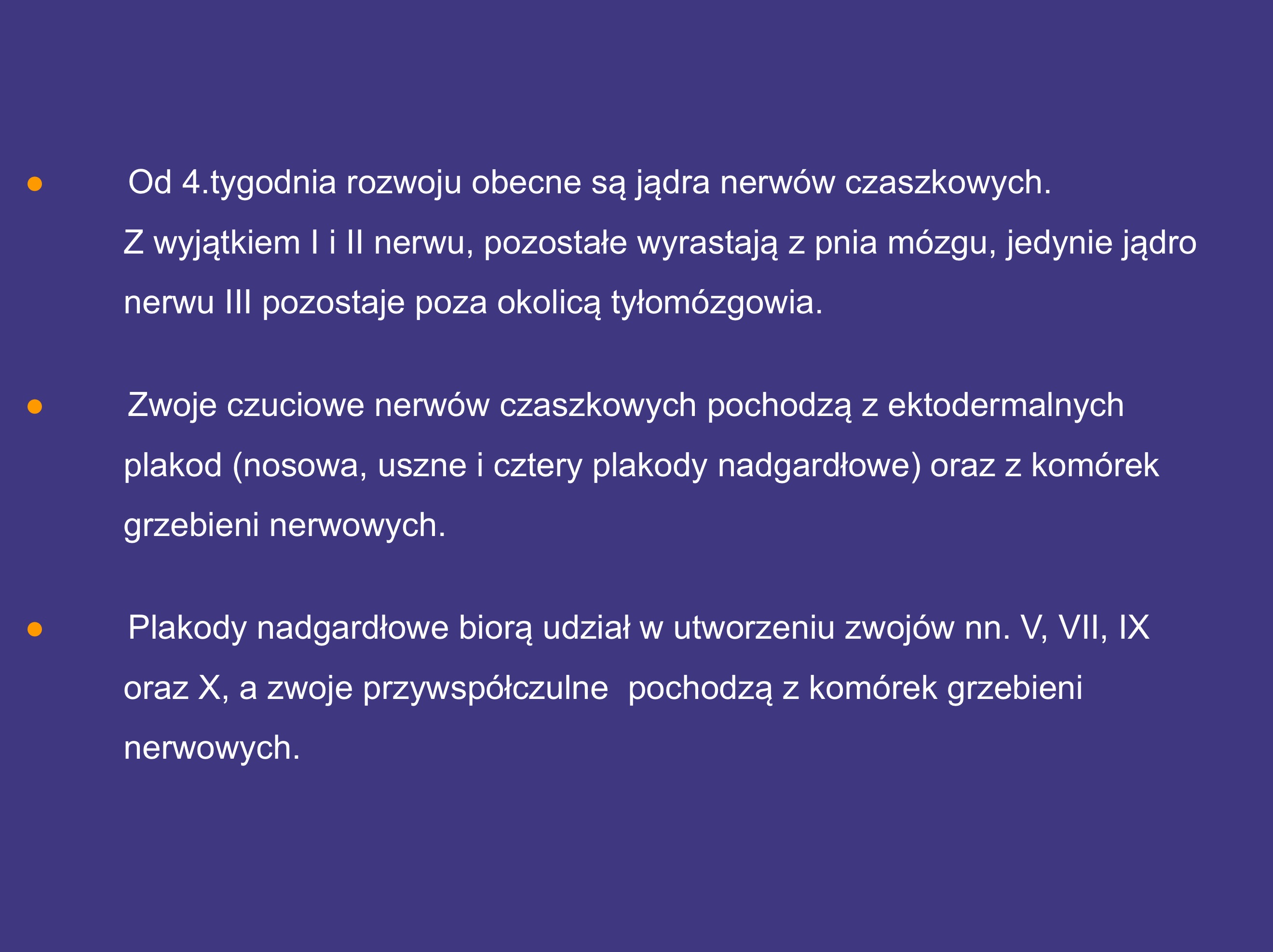 <p><span>plakody nadgardłowe biorą udział w tworzeniu zwojów nn. V, VII, IX i X</span></p>