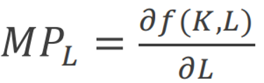 <p>the additional output the firm can produce by using an additional unit of labour (keeping the capital fixed)</p>