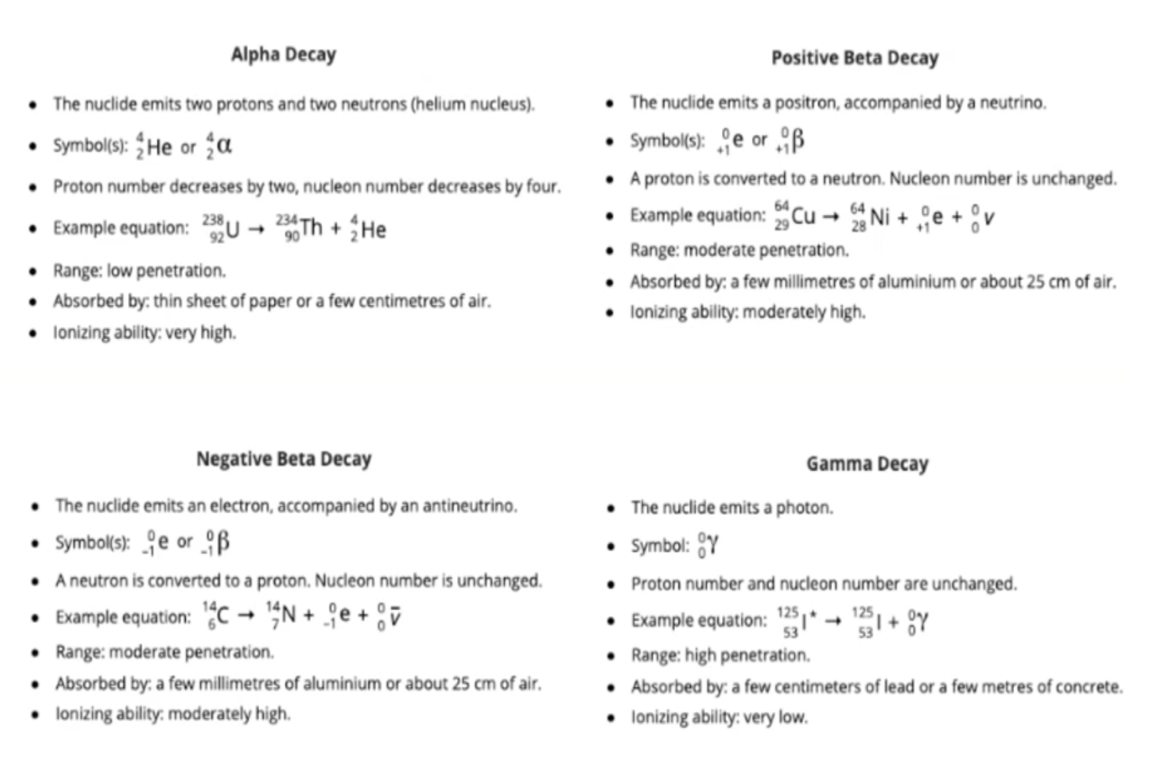 <p>The process by which an unstable atomic nucleus loses energy through radiation, the nucleus becomes more stable</p><p>Random and spontaneous</p>