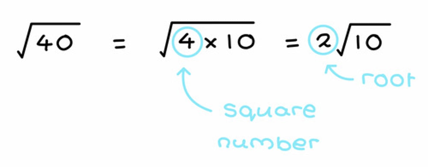 <p>Find the common square number and pull that out.</p>