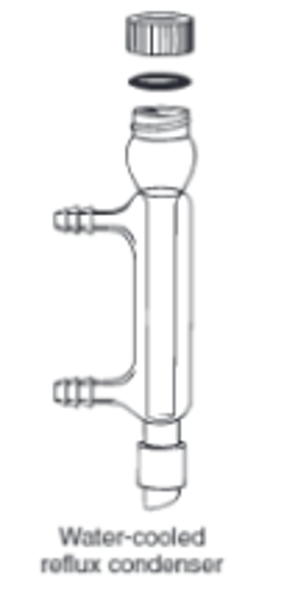 <p>Fitted vertically in a flask to prevent vapour escaping while a liquid is being heated. Vapour from the boiling reaction mixture condenses and flows back into the flask</p>