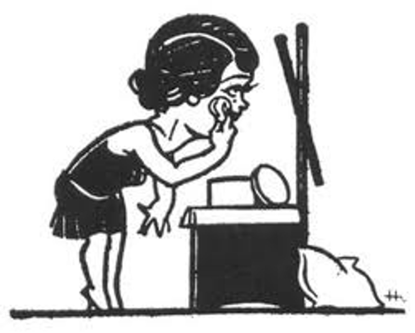 <p>You put makeup on yourself. (Ud.)</p>