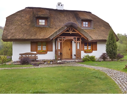 <p>A <strong>cottage</strong> is a house in the countryside.</p><p><span>|ˈkɒtɪdʒ|</span></p><p><span>Загородный дом</span></p>