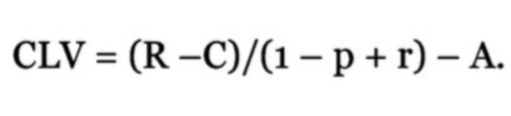 Where:
A is the acquisition cost
P is the retention rate
