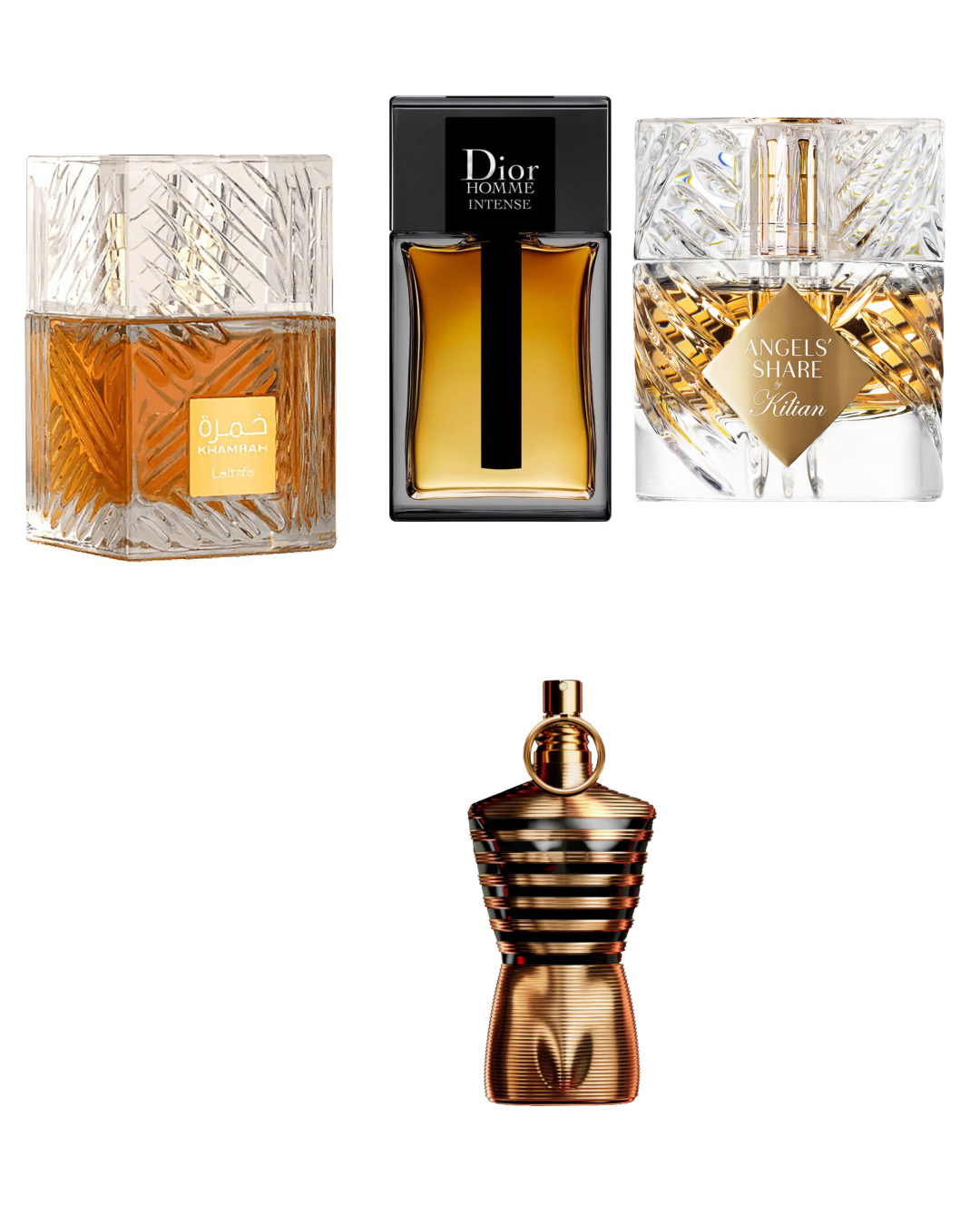 <p>-JPG le male Elixir </p><ul><li><p>Angels' Share By Kilian qui partagent des similitude avec latta fa khamra</p></li><li><p>Dior homme intense</p></li><li><p>Gentleman edp parfum Reserve Privée</p></li><li><p></p></li></ul><p>-Khamra Latta fa qui est le clone de  Angels' Share By Kilian</p>