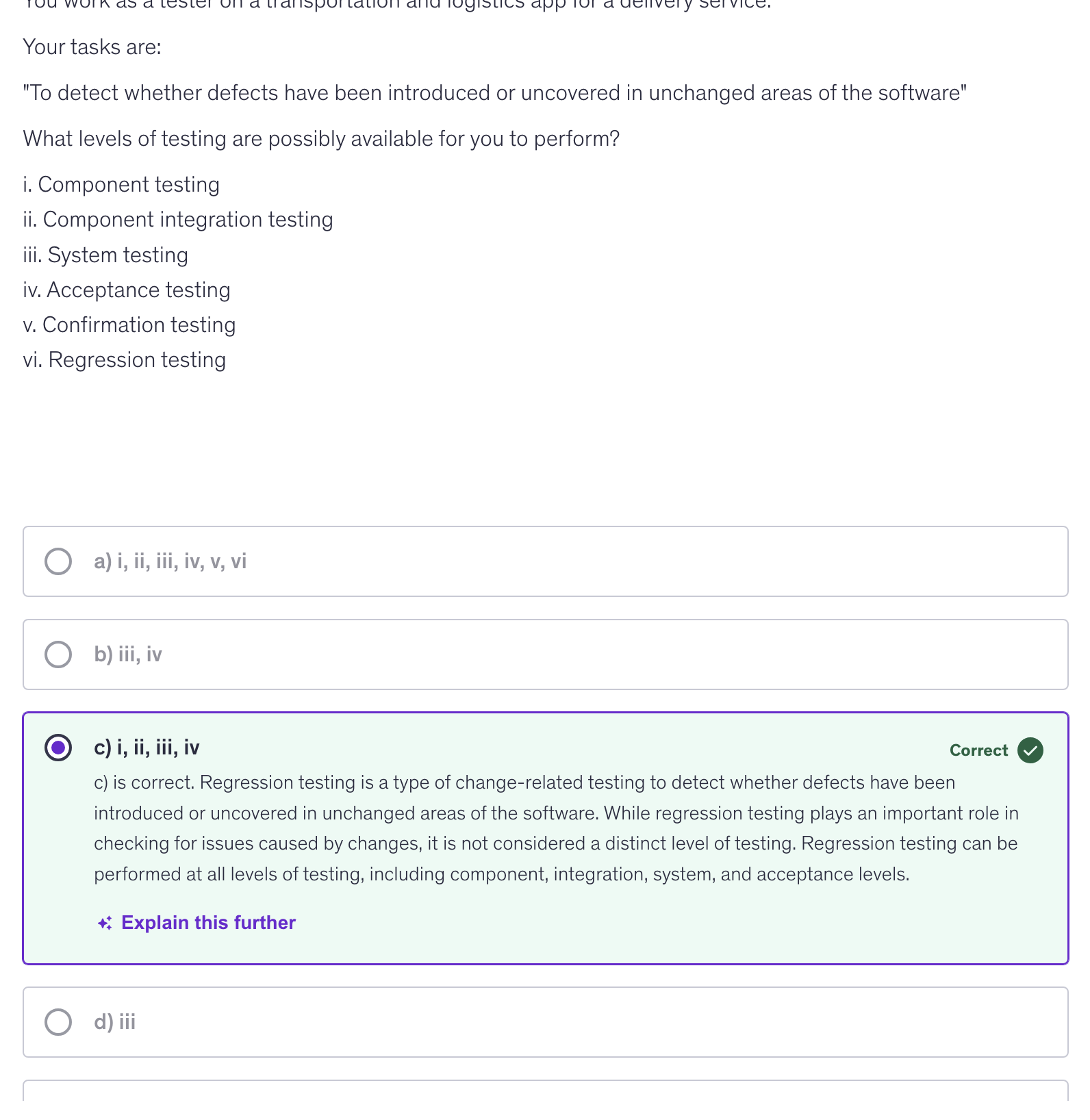 <p>c) i, ii, iii, iv</p>