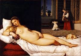 <p>Venus of Urbino</p><p>It was a gift from the Duke to his young wife. The painting represents the allegory of marriage and was a &quot;teaching&quot; model to Giulia Varano, the young wife of eroticism, fidelity and motherhood.</p>