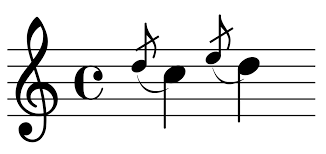 <p>a grace note performed as quickly as possible before an essential note of a melody.</p>