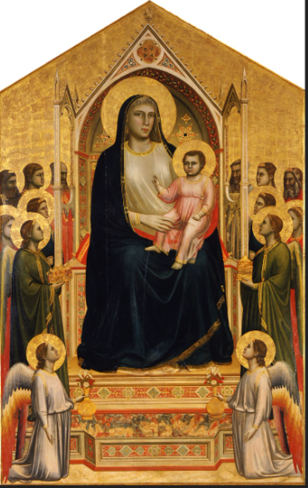 <p>describe the composition and figures of the Madonna and its significance </p>