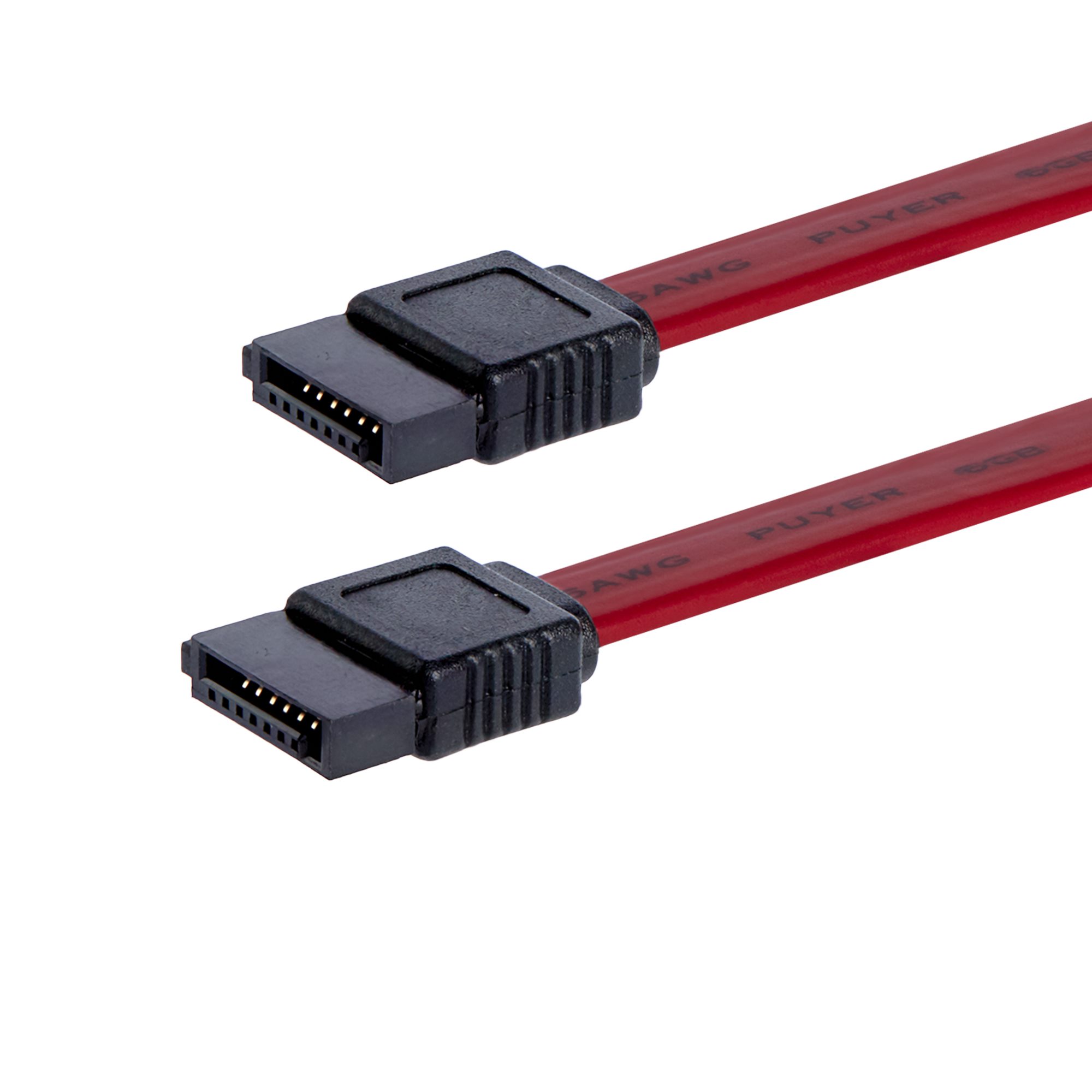 <p>What is this cable? It is a standard method of connecting a storage device to the motherboard inside of a desktop computer. Also used by optical drives. A 7-pin cable transfers data only and a 15-pin connector provides power only.</p>