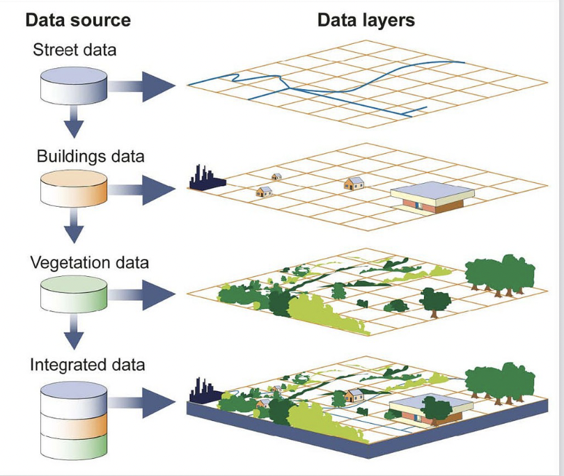 <p>layer model is preferred representation of spatial phenomenon within GIS </p><p>stack layers to model reality </p>