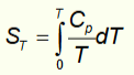 <p>the area under a graph of C<sub>p</sub> / T vs T</p><p>experimentally measure C<sub>p</sub> at different temperatures </p>