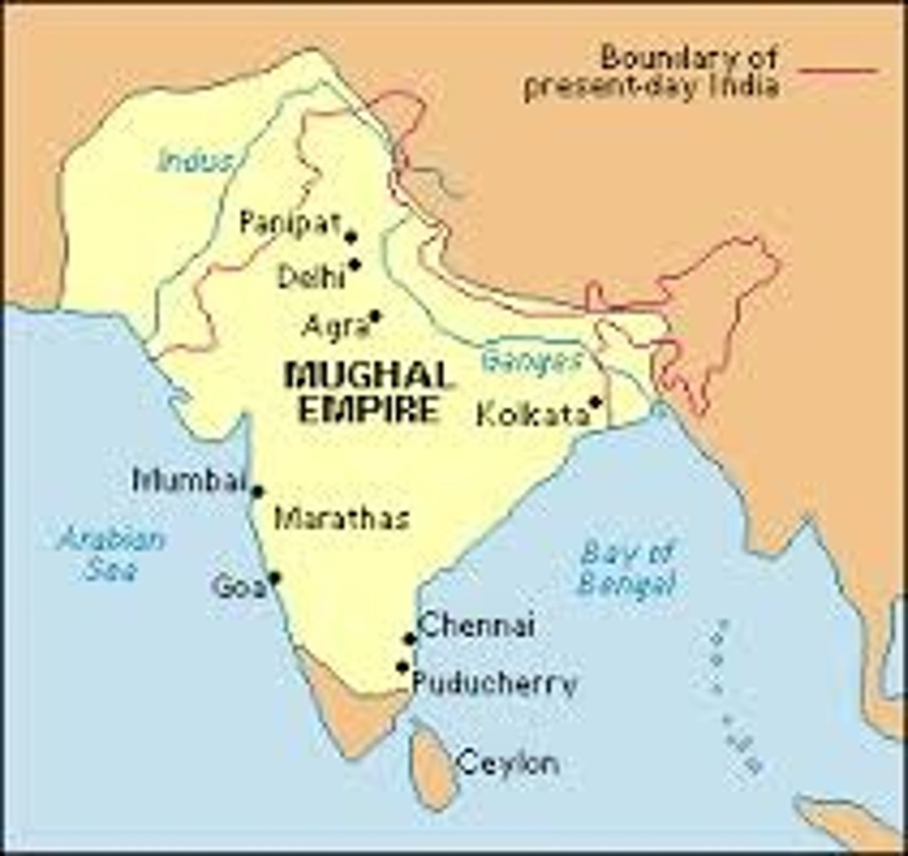 <p>Mostly Indian-Persian cultures/Muslim, but was tolerant of other religions. Led by Akhbar and Aurangzeb.</p><p>Significance: Controlled India until Britain stepped in and took over.</p>