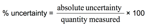 ((uncertainty * number of readings) / measured value ) * 100