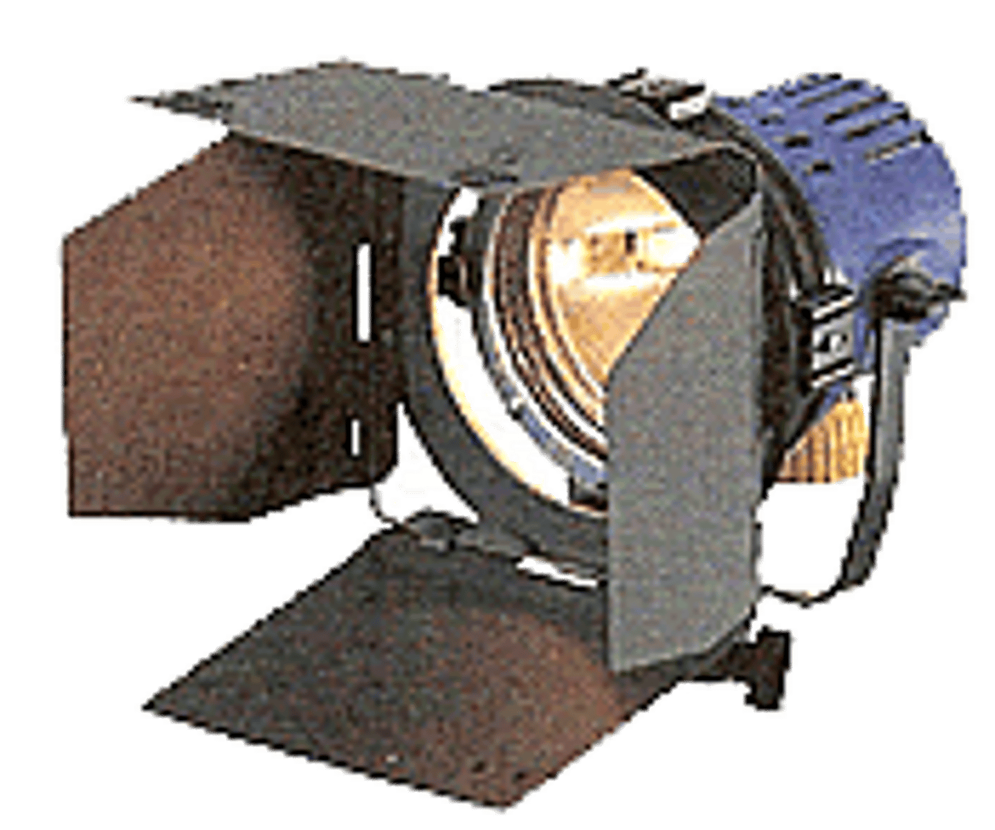 <p>metal flaps mounted in front of a lighting instrument that control the spread of the light beam</p>