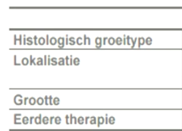<p>Vul de tabel aan: Wanneer is een tumor laag of juist hoog risico?</p>
