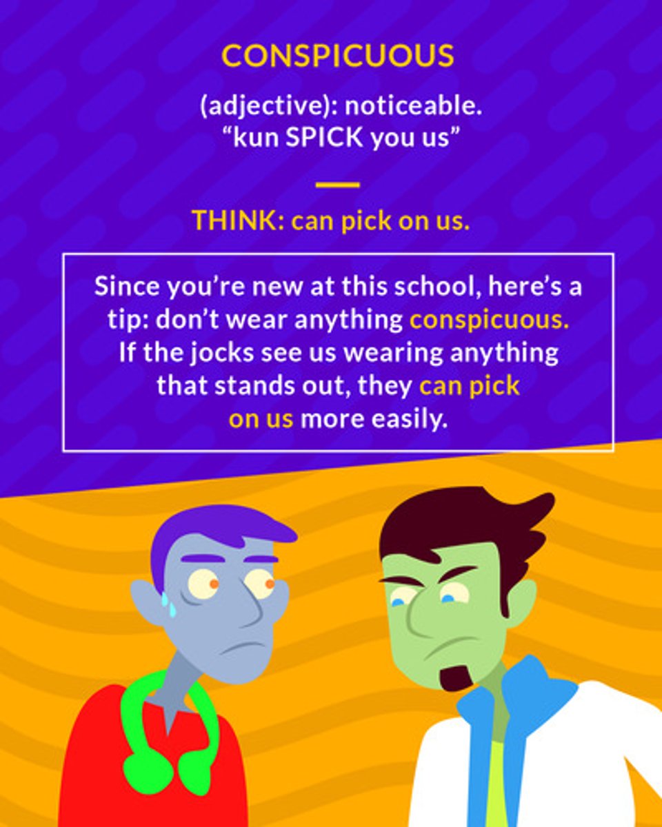<p>(adj.) noticeable</p>