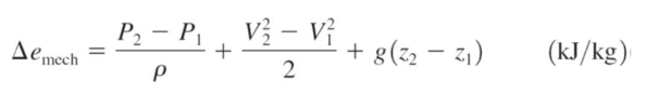 <p>pressure/density, kinetic energy, potential energy</p>