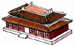 <p>This combination of flat and hip roofs does not appear often. </p>