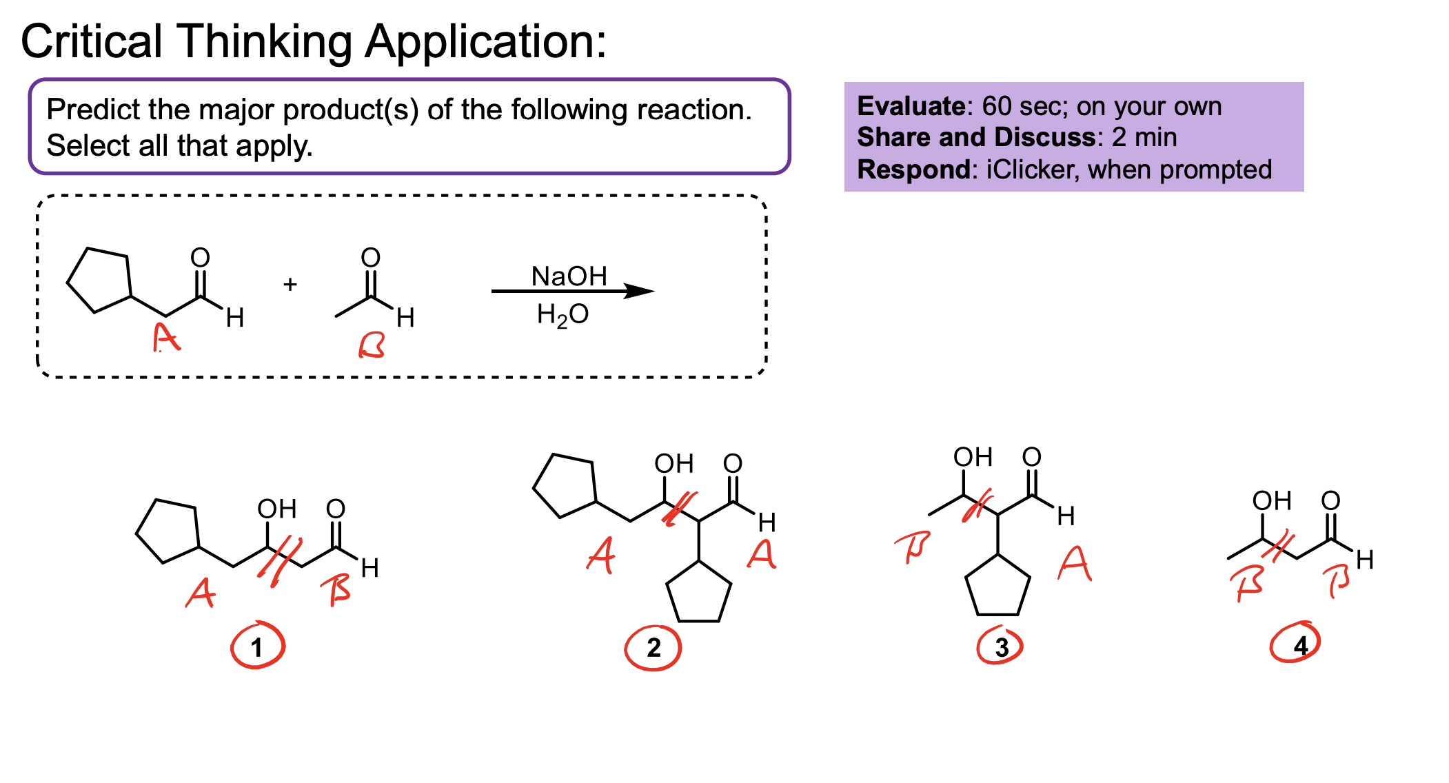 <p>Both could be the nucleophile (they were converted to the enolate).</p><p>Both could be the electrophile (they were kept as the ketone/aldehyde).</p><p>That means both could bond with themselves or with each other, making 4 products.&nbsp;</p>