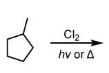 <p>Free Radical Halogenation using Chlorine (less selective)</p>