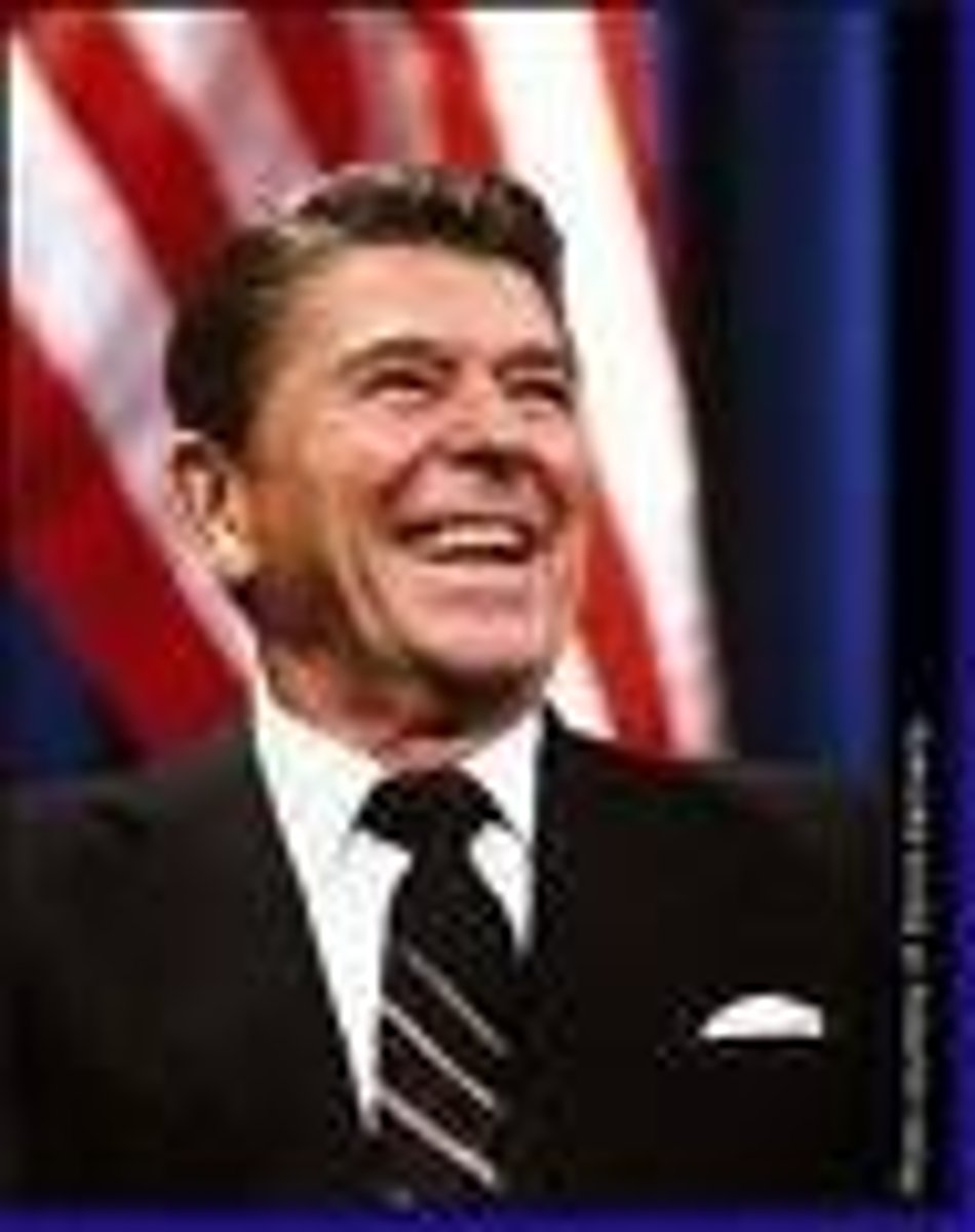 <p>President who was instrumental in calling to have the Berlin wall to come down</p>