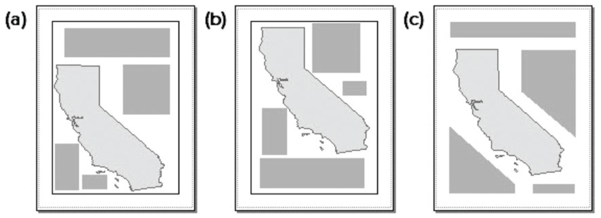 <p>Avoids crowded or open areas. Uses negative space as a design tool to seperate or combine elements more subtly than neatlines.&nbsp;</p>