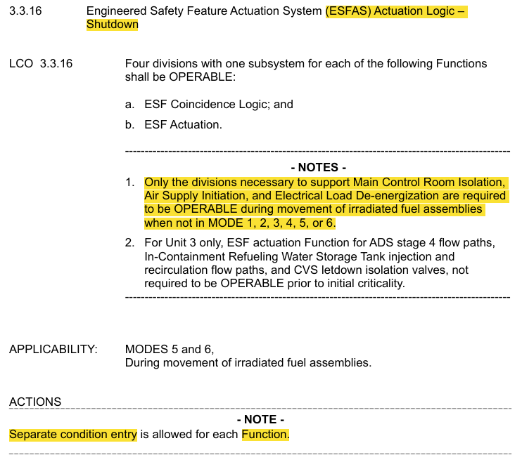 <p>3.3.16 ESFAS Actuation Logic - Shutdown</p>