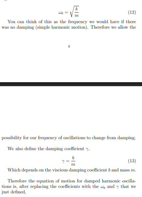 <p>b is the damping coeffienct and m is the mass</p>