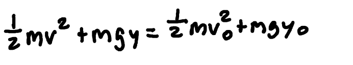 <p>(KE +PE) final = (KE + PE) Initial</p>
