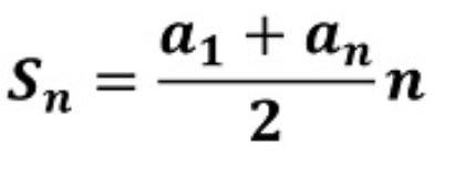 <p>Sₙ = (a1-aₙ)/2 * n</p>