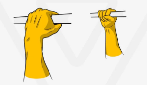 <ul><li><p>positioning the palms so they face each other (usually employed carrying dumbbells)</p></li><li><p>close grip wherein the thumb is wrapped around the bar</p></li></ul>