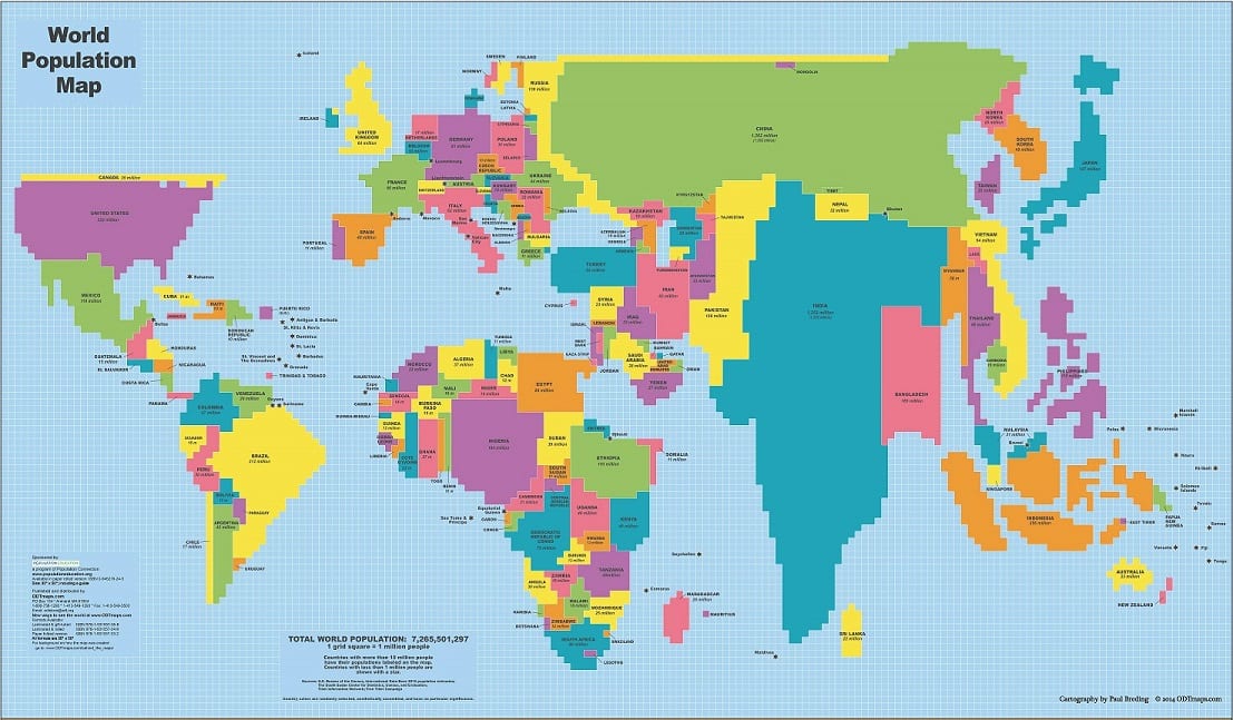 <p>A map where the size of a country is proportional to a particular value rather than its actual land area.</p>