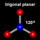 <p>trigonal planar, 120, sp2</p>
