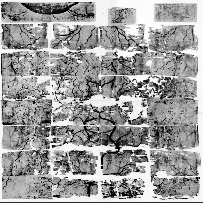 <p>tomb of Lady Dai's son (military official): </p><p>- three maps: 1. area of the tomb; 2. area between the territory of the King of Changsha and the territory of the people of the Southern Yue. (Southern Yue attacked by the Han in 181 B.C.E.; Han successfully expanded their territory to the south and southwest).</p>