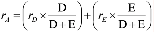 [( D/(D+E)) x rD] + [( E /(D + E)) x rE]