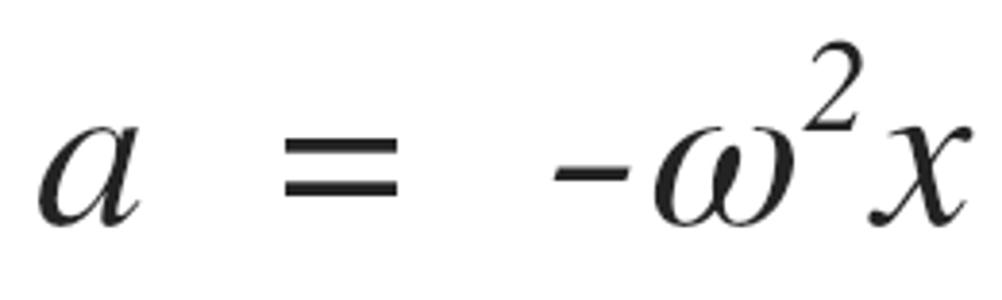 <p>Oscillatory motion about equilibrium with a restoring force proportional to displacement.</p>