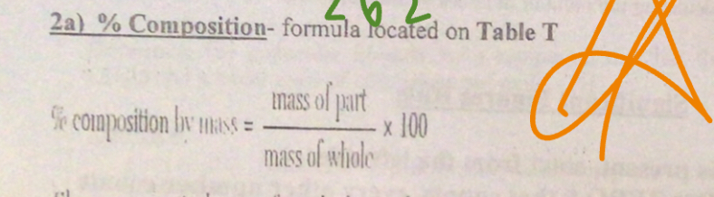<p>Mass of part/mass of whole x 10</p>