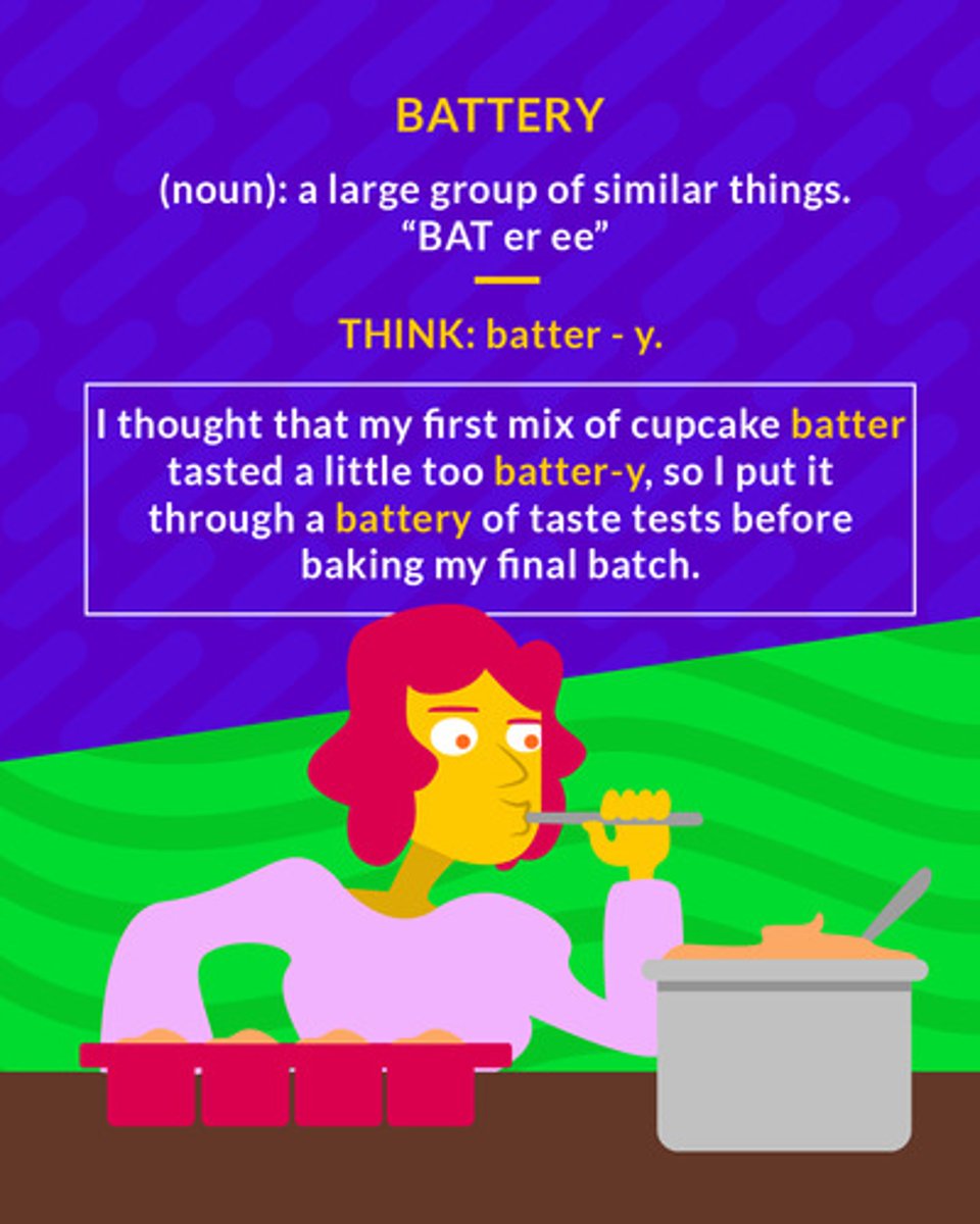 <p>(n.) - an assault or an array of similar things intended for use together</p><p>(noun) a large group of similar things</p>