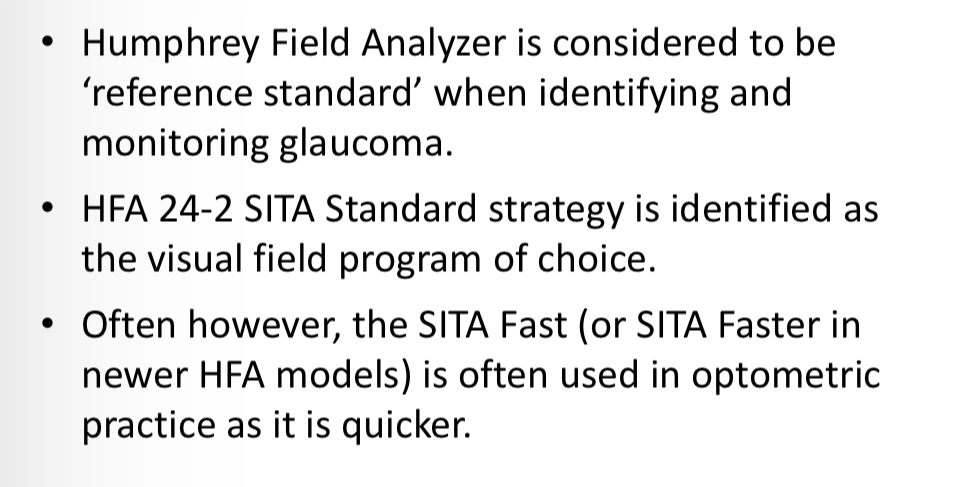 <p>The Humphrey field analayzer (HFA) </p>