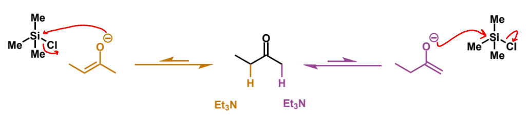 <p>left hand product is more substituted and thermodynamic product so it is favoured</p>