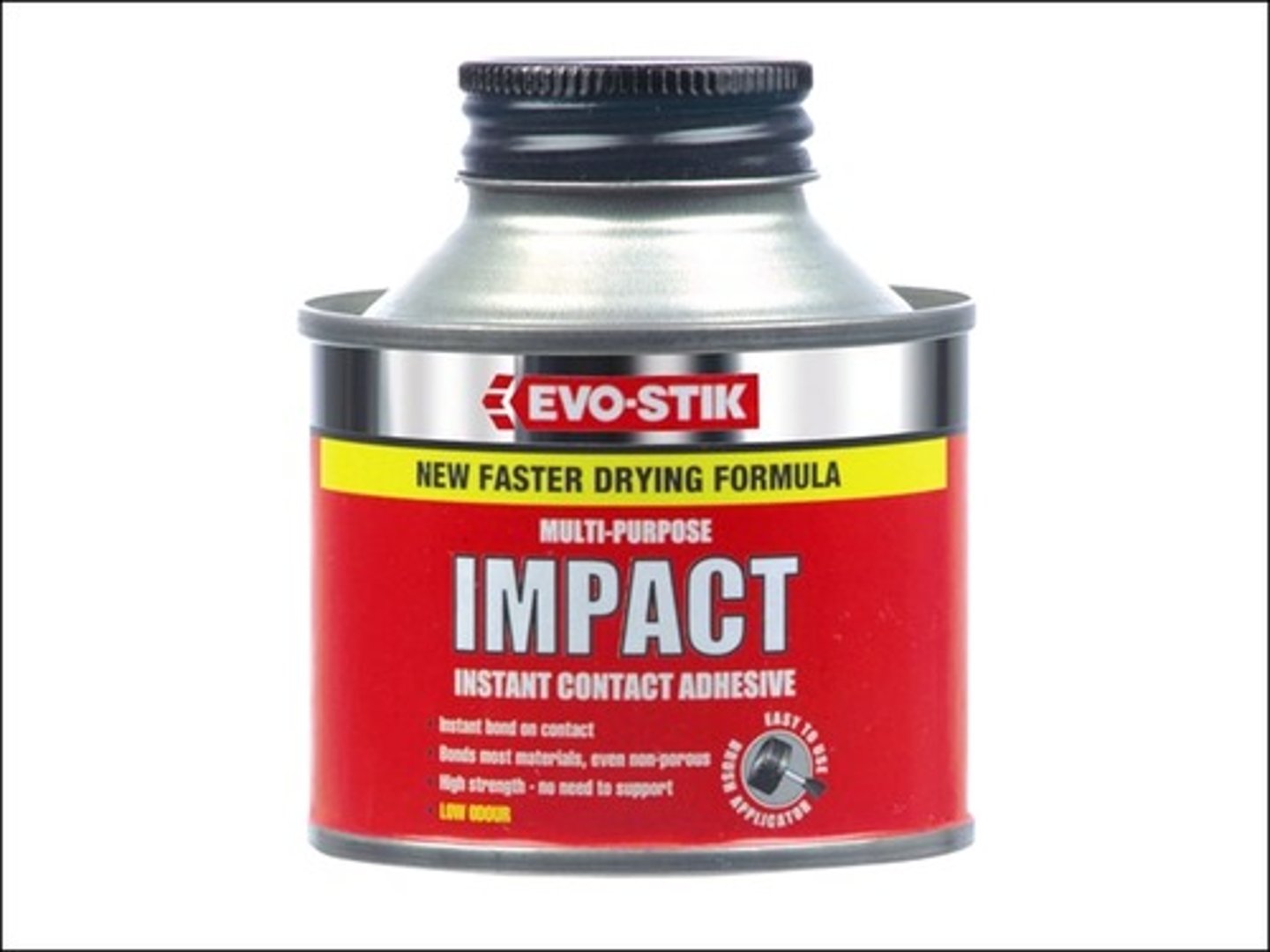 <p>'Evostick', wood, metal, plastic adhesive, instant drying, waterproof, medium strength joint, liquid form, use spreader, thinly apply to both surfaces and left to 'touch dry', then pressed together</p>