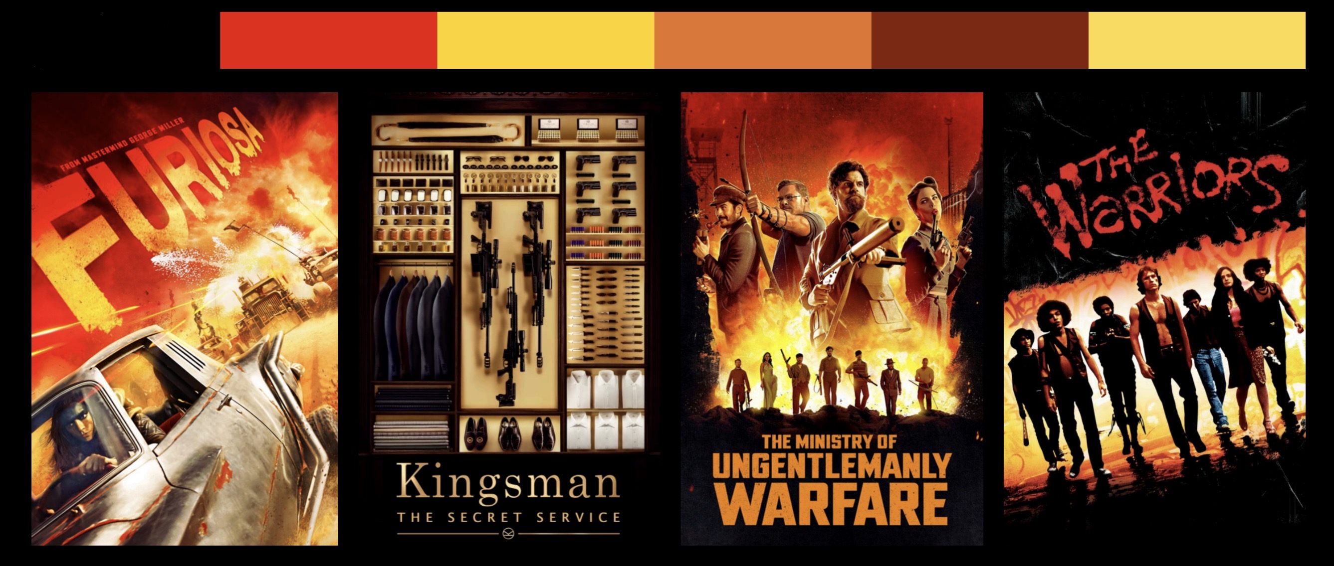 <p>Red, yellow, orange, brown</p>