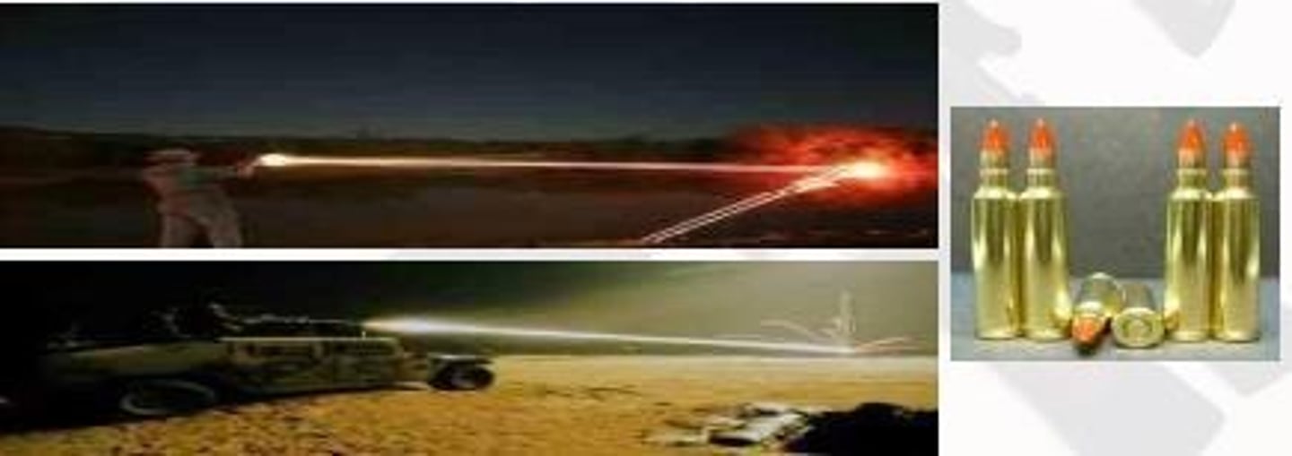 <p>Bullet that illuminates to guide shooter.</p>